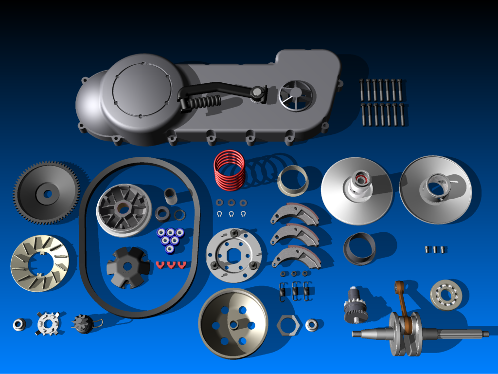 3D model of the motorised wheelbarrow motor components 